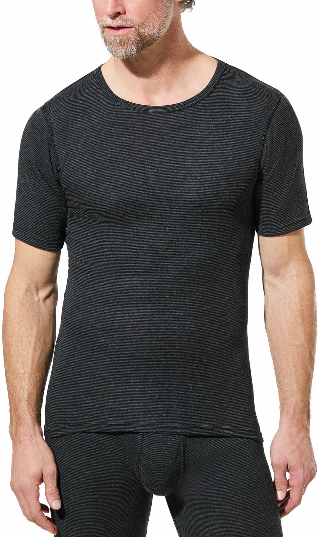 Walbusch Thermo-Shirt 2er-Pack, , Farbe Grau, 8(XXL), feiner Baumwollmix von innen angeraut Herren