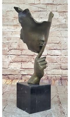 Bronzhaus Signed Salvador Dali Abstract Girl Hush Up Bronze Sculpture Modern Art Figurine