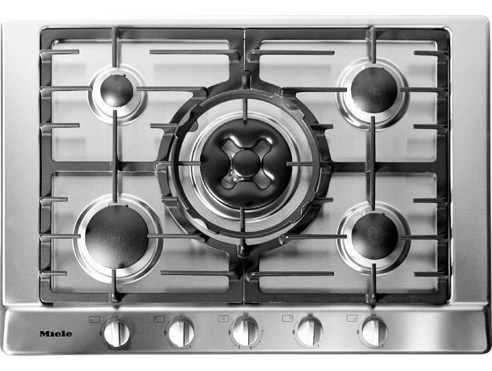 Miele Gas-Kochfeld KM 2034, Mit 5 Brennern inkl. 1 Dual-Wok für besonders flexiblen Kochkomfort