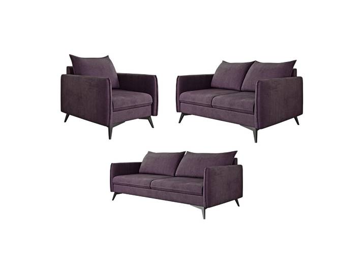S-Style Sitzgarnitur 3+2+1 Pulse Lila Luxusmikrofaser, Echtholz,Buche, Birke, Füllung: Polyetherschaumkern,Polyetherschaumkern, 199x86x91 cm, Wohnzimmer, Sofas & Couches, Sitzgarnituren