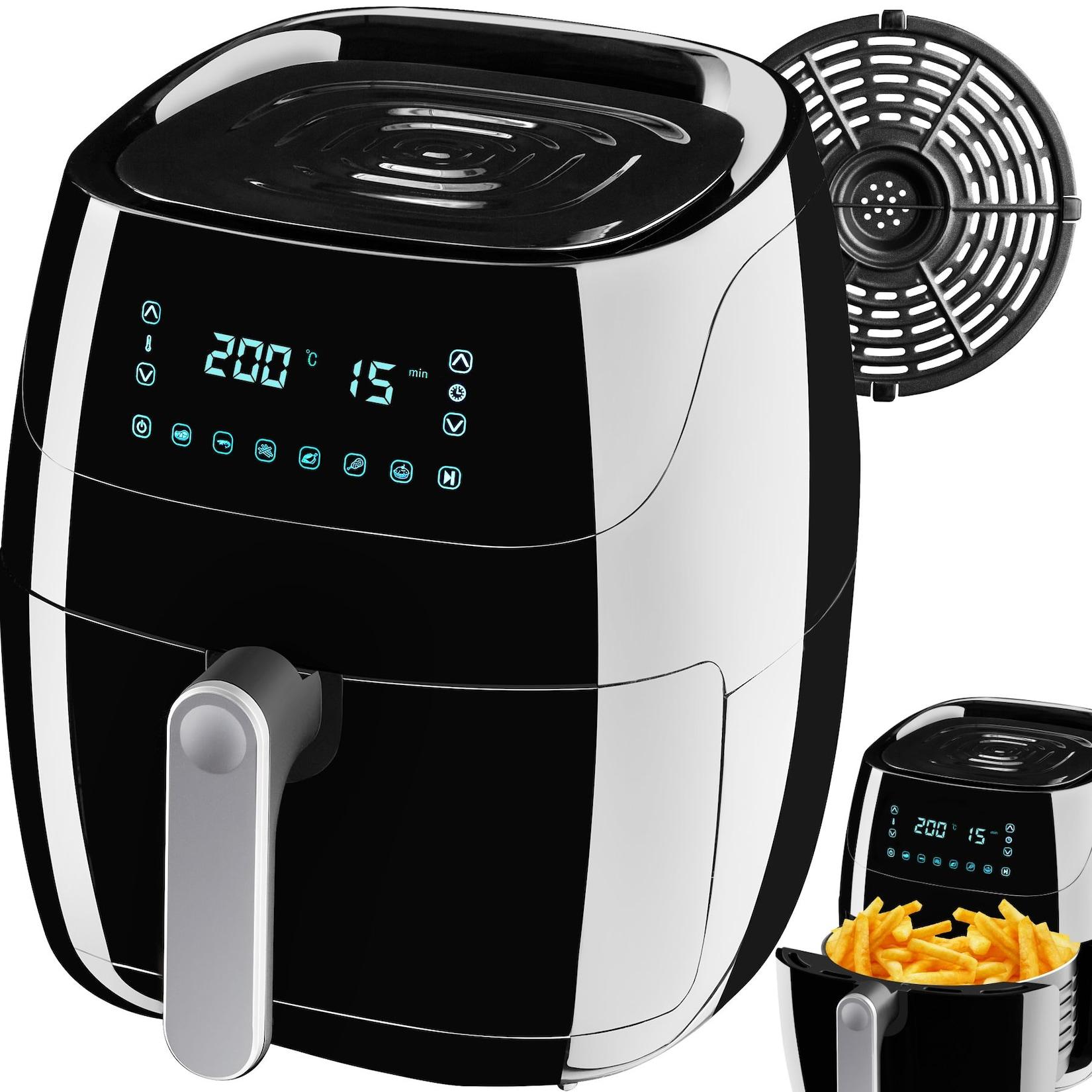 tectake® Heißluftfritteuse, 4,3 l, Timer und Temperatursteuerung, SGS-Zertifikat, inklusive Rezeptheft