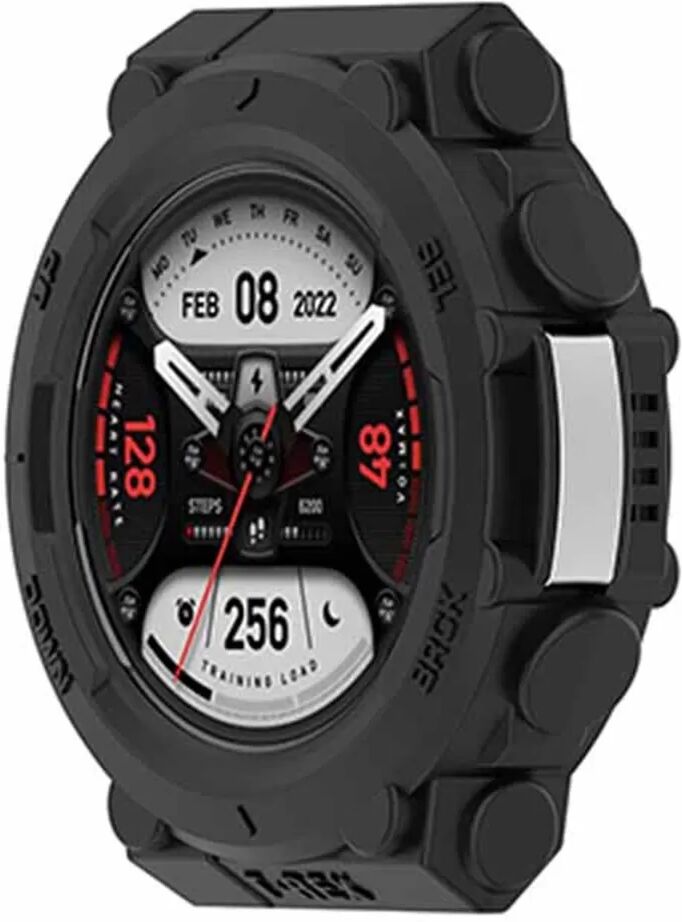 INF TPU-Schutzgehäuse kompatibel mit Amazfit T-Rex 2 — stoßfeste Halbrahmen-Armor, staubdichte Uhrenhülle (Schwarz)