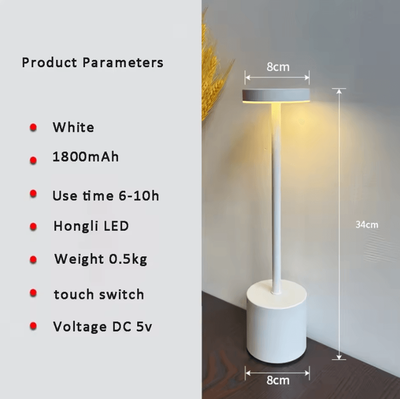 Inspire Curations Rechargeable LED Table Lamp With Touch Control Wireless Metal Desk Lamp For Bedroom & Restaurant white changeable