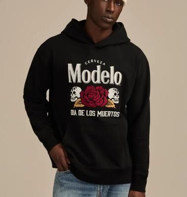 Lucky Brand Modelo Rose Hoodie - Men's Clothing Outerwear Sweatshirts Crewneck Hoodies in Jet Black, Size S