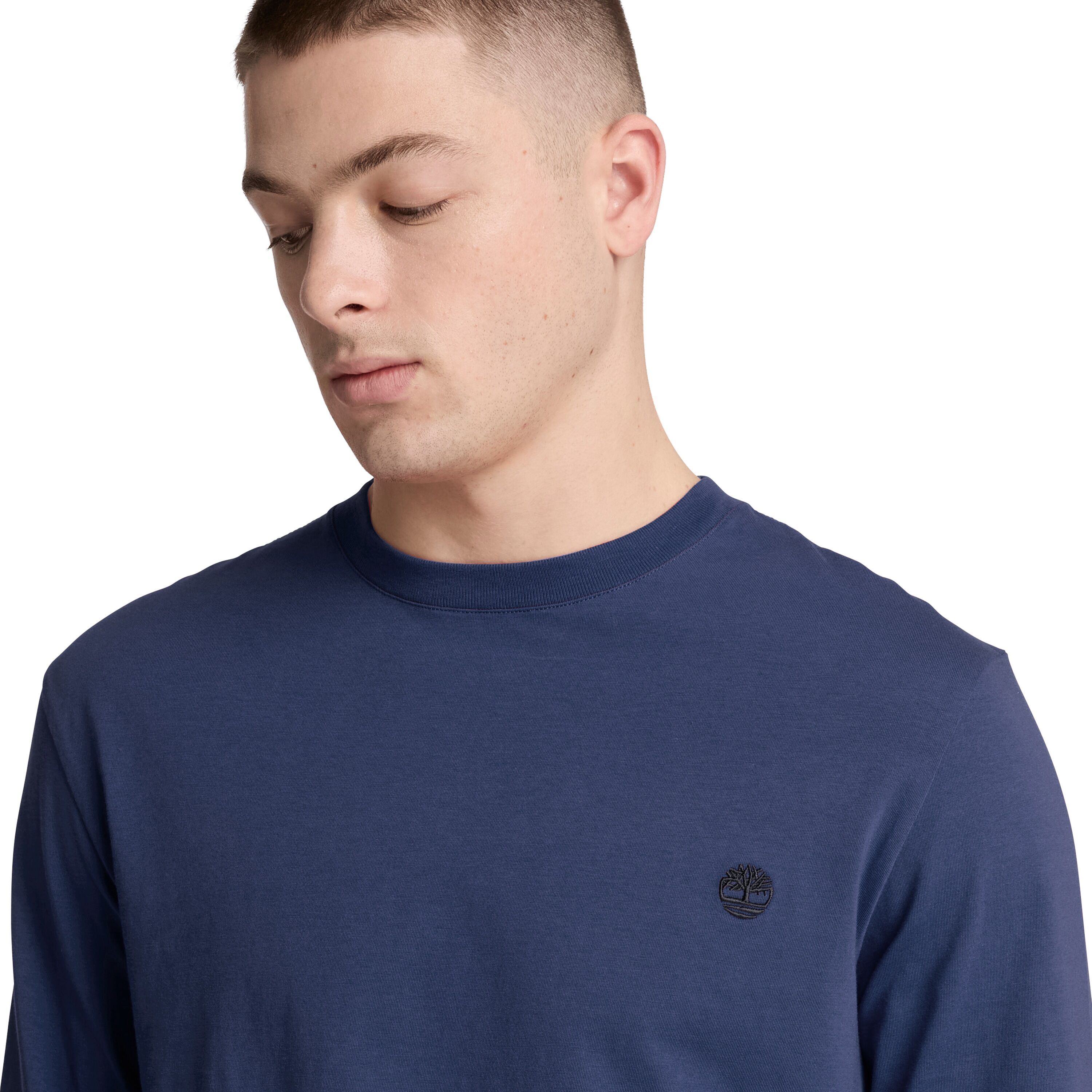 Langarmshirt TIMBERLAND "EXETER RIVER - Tree Embroidered LS", Herren, Gr. L, blau (naval academy), Obermaterial: 100% Baumwolle, Shirts Langarmshirt, Langarmshirt, aus Baumwolle, in den Grössen S bis XXXL naval academy L