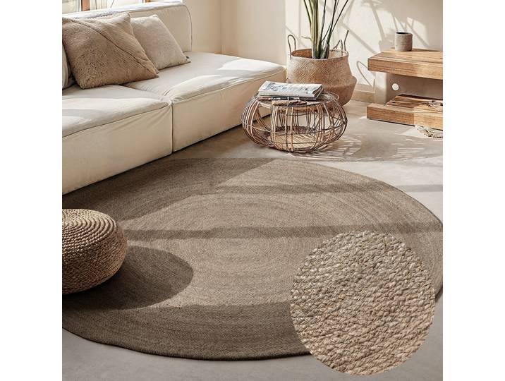 Teppich HANSE HOME Rangpur Juteteppich, in rund und oval , braun, B:100cm H:10mm L:100cm, Jute, Teppiche, Teppich, handgewebt, 100% Jute, Natur, Wohnzimmer, Flur, Boho, Skandi