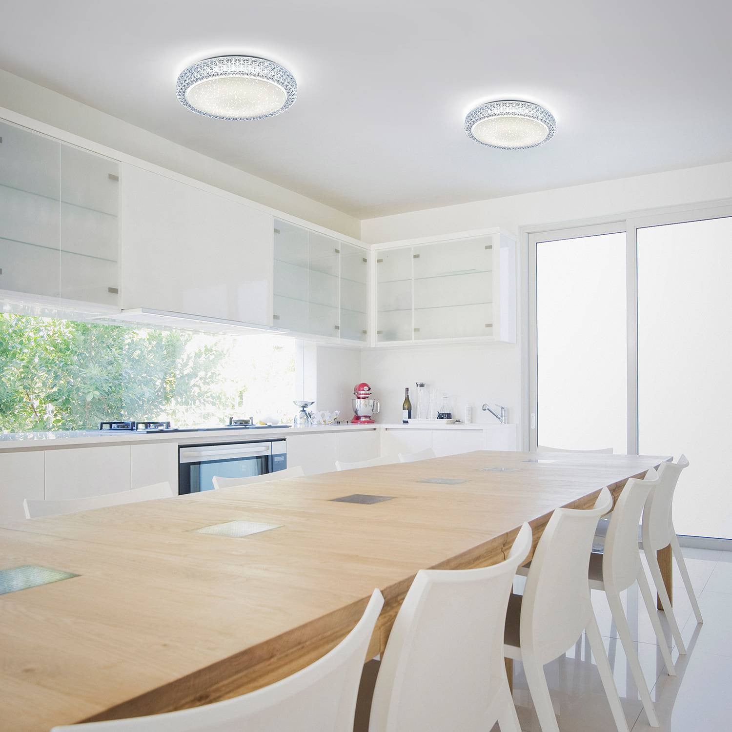 home24 LED-plafondlamp wit, Ø 40 cm