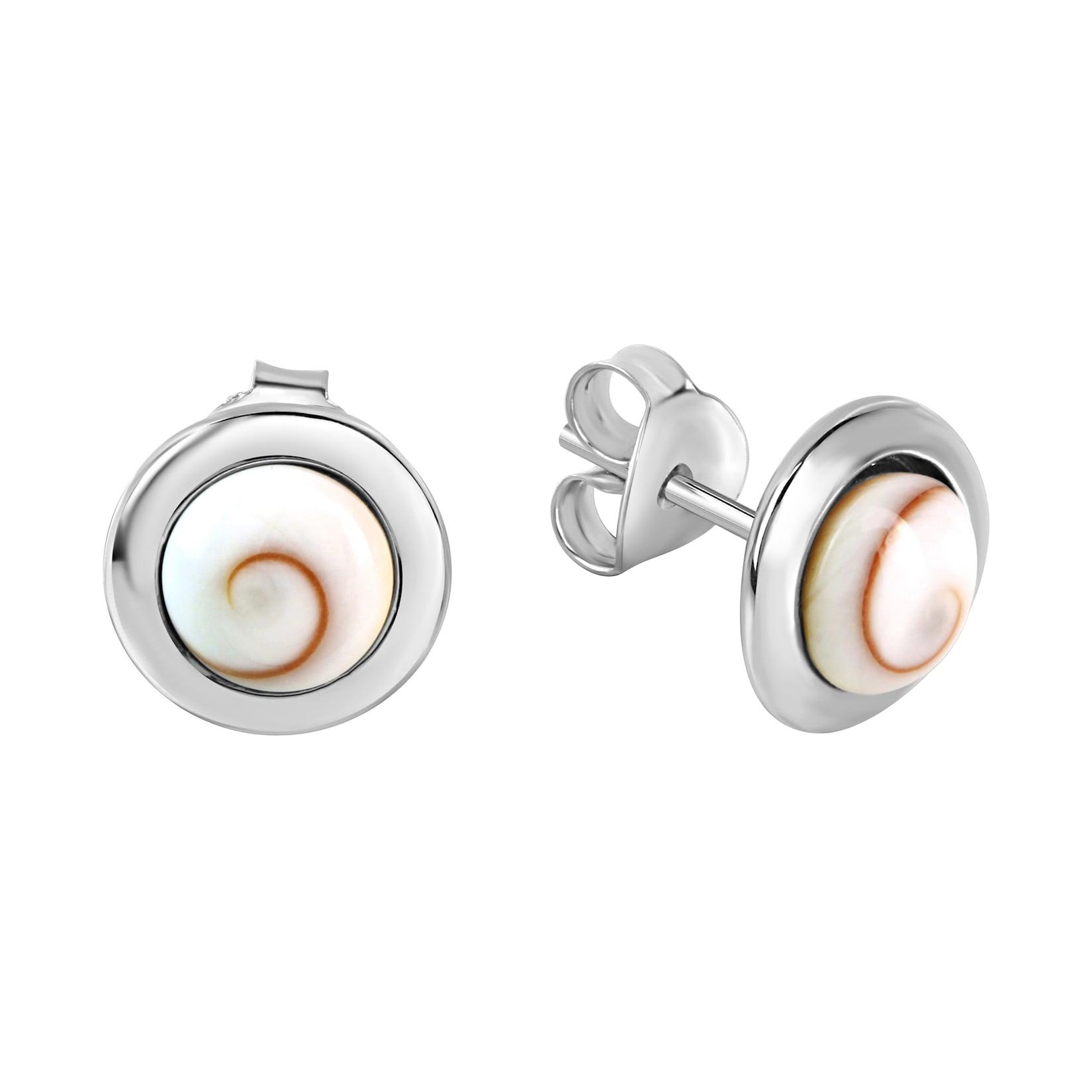 Zeeme Pearls Ohrringe Silber 925 rhodiniert mit weißer Muschel