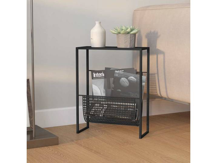 vidaXL Zeitschriftenständer Schwarz 35x15x45 cm Stahl