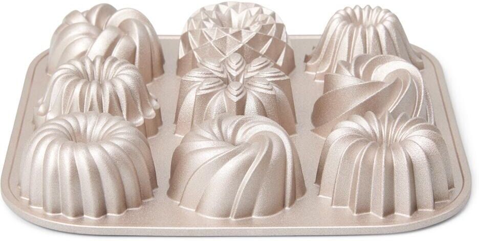 Gugelhupfform PATISSE "Mini, Aluguss, 9er", beige (champagner, crème), B:24cm L:24cm T:4,5cm, Aluminium, Küchenformen, Gugelhupfform champagner, crème B/H/L: 24cm x 24cm