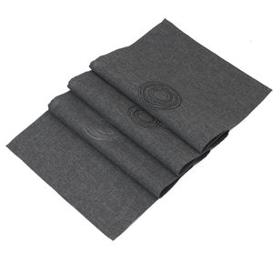 Frank-Flechtwaren Tischläufer Kringel, 337108, abwischbar, grau, aus Polyester, 40 x 150 cm