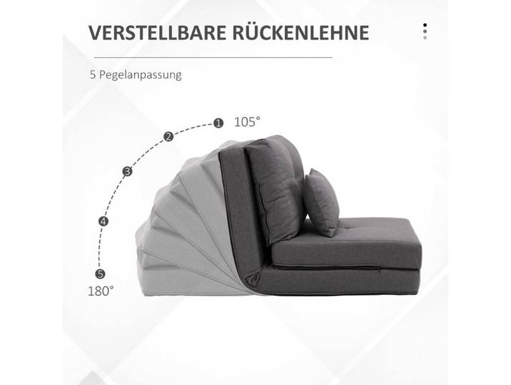 BEL Fauteuil de sol convertible 2 en 1 dossier réglable canapé de sol coussins décoratifs lin assise confortable