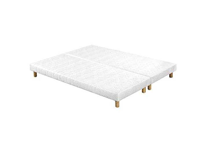 Miliboo Boxspringbetten weiß mit Holzfüßen 80 x 200 cm (2er-Set) JAMI