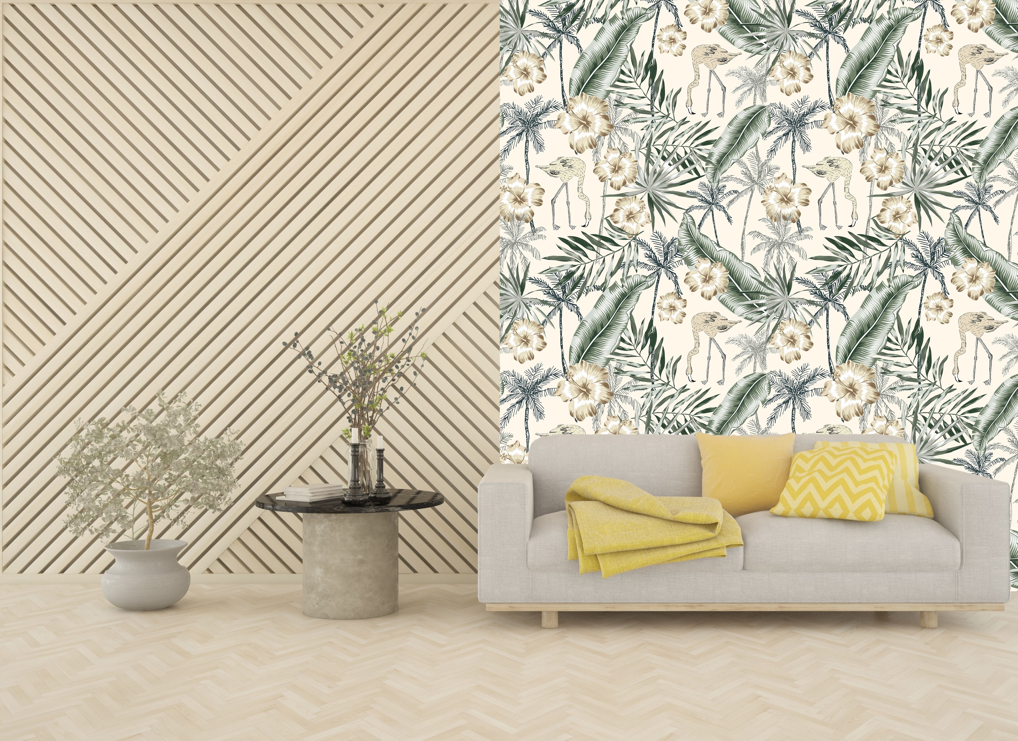 Fototapete QUEENCE "Stechpalmen mit Blüten", beige (natur), B:90m H:250m, Vinyl, Tapeten, Fototapete, Wandpaneele, selbstklebend, Tapete, Sticker, Wanddeko, XXL-Fotomotiv