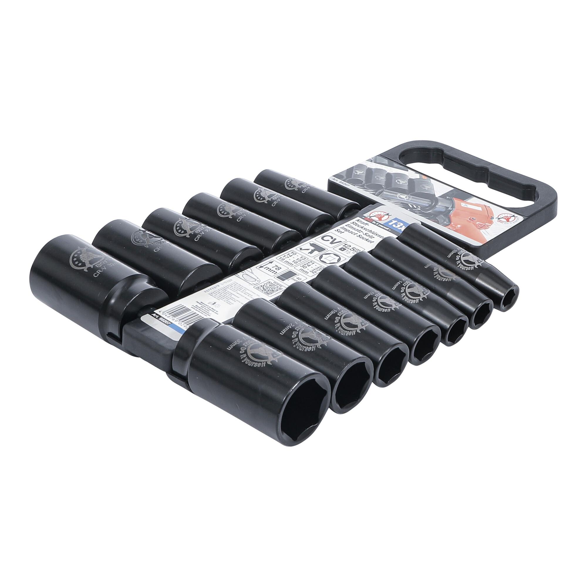 BGS Do it yourself Kraft-Steckschlüssel-Einsatz-Satz Antrieb 12,5 mm SW 10 - 32 mm 13-tlg. (95207)