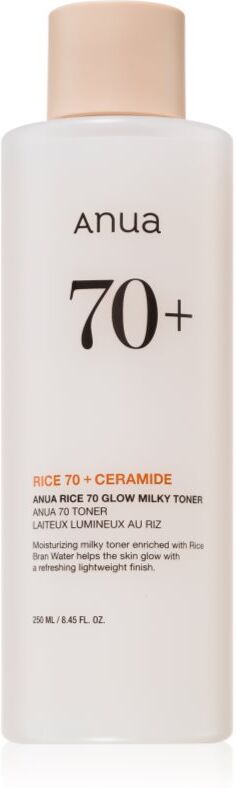 Anua Rice 70+ Glow Milky Toner Feuchtigkeitstonikum zur Verjüngung der Gesichtshaut 250 ml