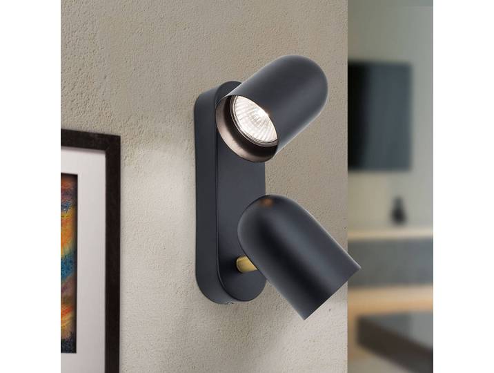 ORION Wandleuchte Bradley zweiflammig, schwenkbar Bradley, dimmbar, schwarz, für Wohn- / Esszimmer, Metall, Modern, Strahler