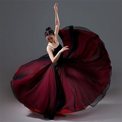 Damen Fee Lyrical Dance Rock Doppelseitig Modern Ballet Swing Röcke Tanzkleid für Performance-Fotografie