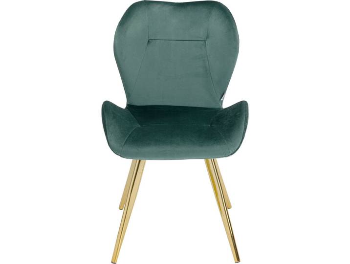 Chaise rétro en velours vert et acier doré