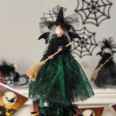 Uplift Essentials Shadow Peak Haunted Witch Tree Topper green