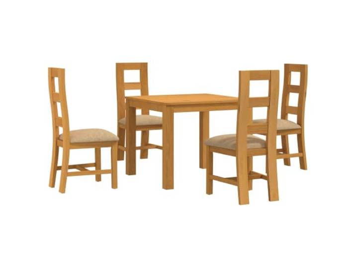 PUGYNBK Esstisch-Set, 5-teilig, Beige, massives Eichenholz Modernes Design, Schaumstoffkissen, robuste quadratische Beine, einfache Reinigung