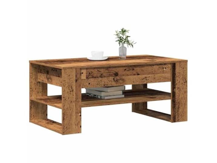 KTHLBRH Couchtisch aus altem Holz, 102 x 55 x 45 cm Mehrschichtiges Holz, 1 Ablage, einfache Montage, Innenanwendung, Reinigung mit trockenem Tuch