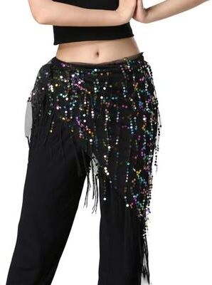 Inspire Essentials ShimmerFlow Belly Dance Hip Scarf black