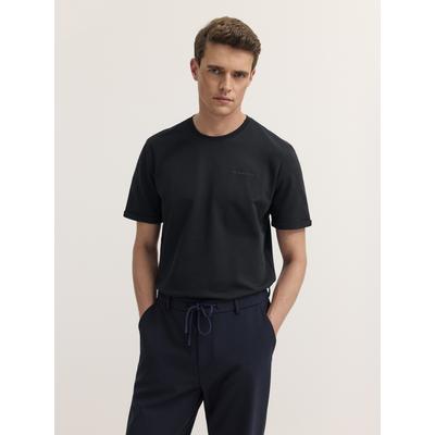 T-Shirt BUGATTI "Oversized Fit", Herren, Gr. L, 390, marine, 100% Baumwolle, unifarben, oversize, Rundhals, Shirts T-Shirt, Oversized Fit Baumwolle Rundhals Brustprint