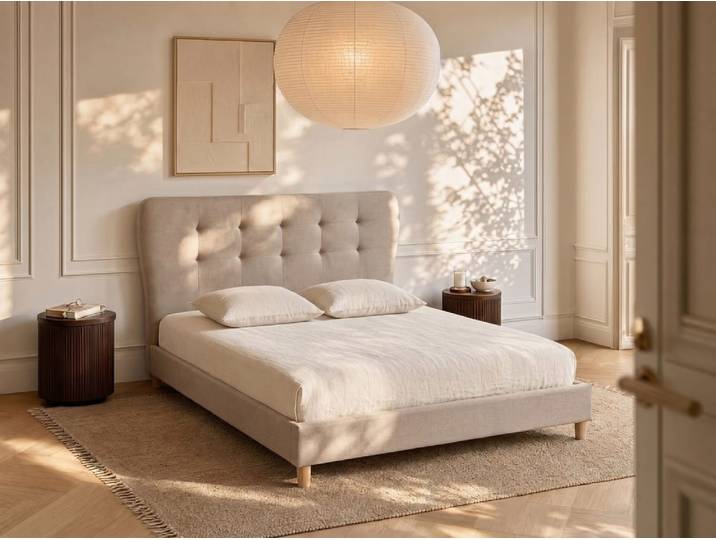 Cadre de lit mdf crème