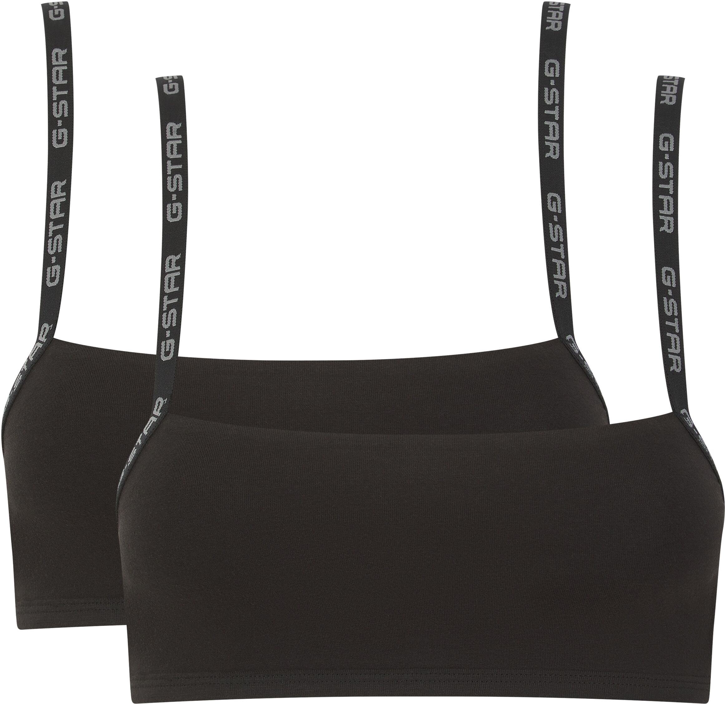 Bralette G-STAR "TANZANITE, 2 PACK STRAPPY BRALETTE", Damen, Gr. XXL, N-Gr, schwarz, Single Jersey, Obermaterial: 95% Baumwolle, 5% Elasthan, unifarben, BHs Bralette, mit verstellbaren Trägern schwarz XXL, N-Gr