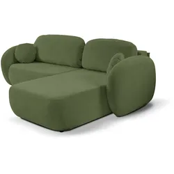 ECKSOFA AMICO R-S Olivgrün Geflochtener Stoff mit Schlaffunktion