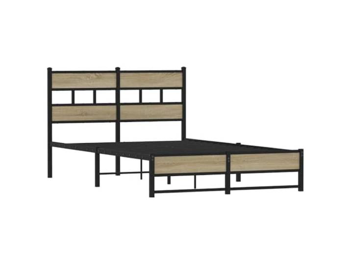 KTHLBRH Bettgestell Metall Eiche Sonoma 120 x 200 cm Gestell aus Stahl, Latten inklusive, Stauraum unten, Kopfteil inklusive