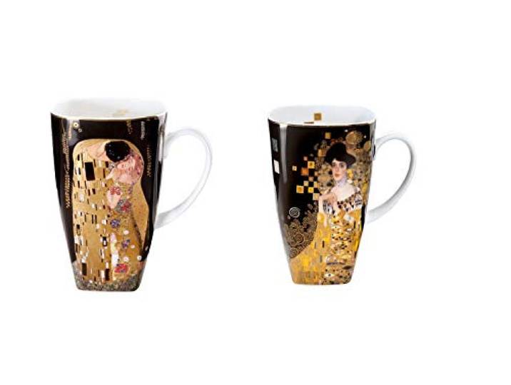 CREAFLOR HOME 2er Set Gutav Klimt Becher Set 1 Der Kuss + Adele Bloch-Bauer Goebel Porzellan