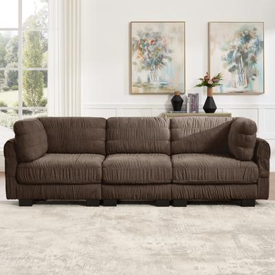 Loedds 109.4-Inch 3-Seat Chenille Sofa with Pleated Detail