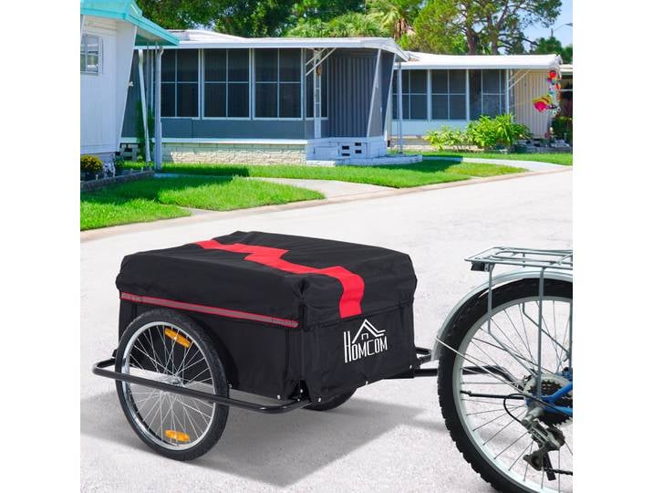 HOMCOM Remorque Vélo Cargo 40Kg Noir Rouge