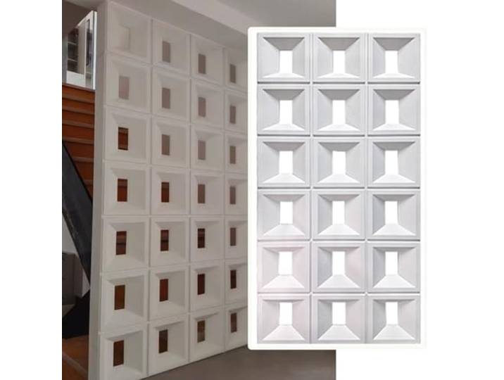 Raumteiler aus ABS-Hohlziegelwandpaneelen mit Montagesatz for Villen, Hotels, Veranden und Einkaufszentren(White,5pcs 20x60cm)