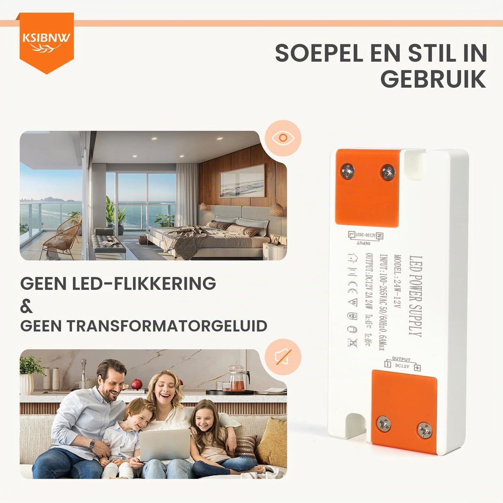 24V LED transformator 230V naar 24V driver 1A 24W extra dun