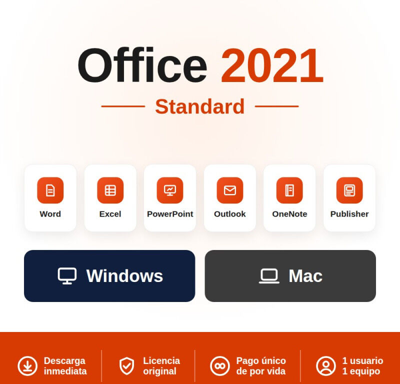 Microsoft Office 2021 Standard para Windows y MacOS