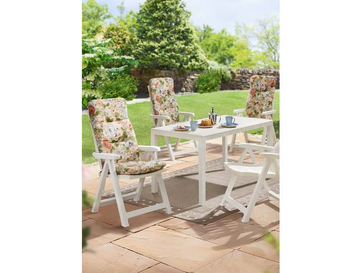 Gartenmöbel-Serie mit attraktivem Rattan-Dekor, Weiss, Klappsessel