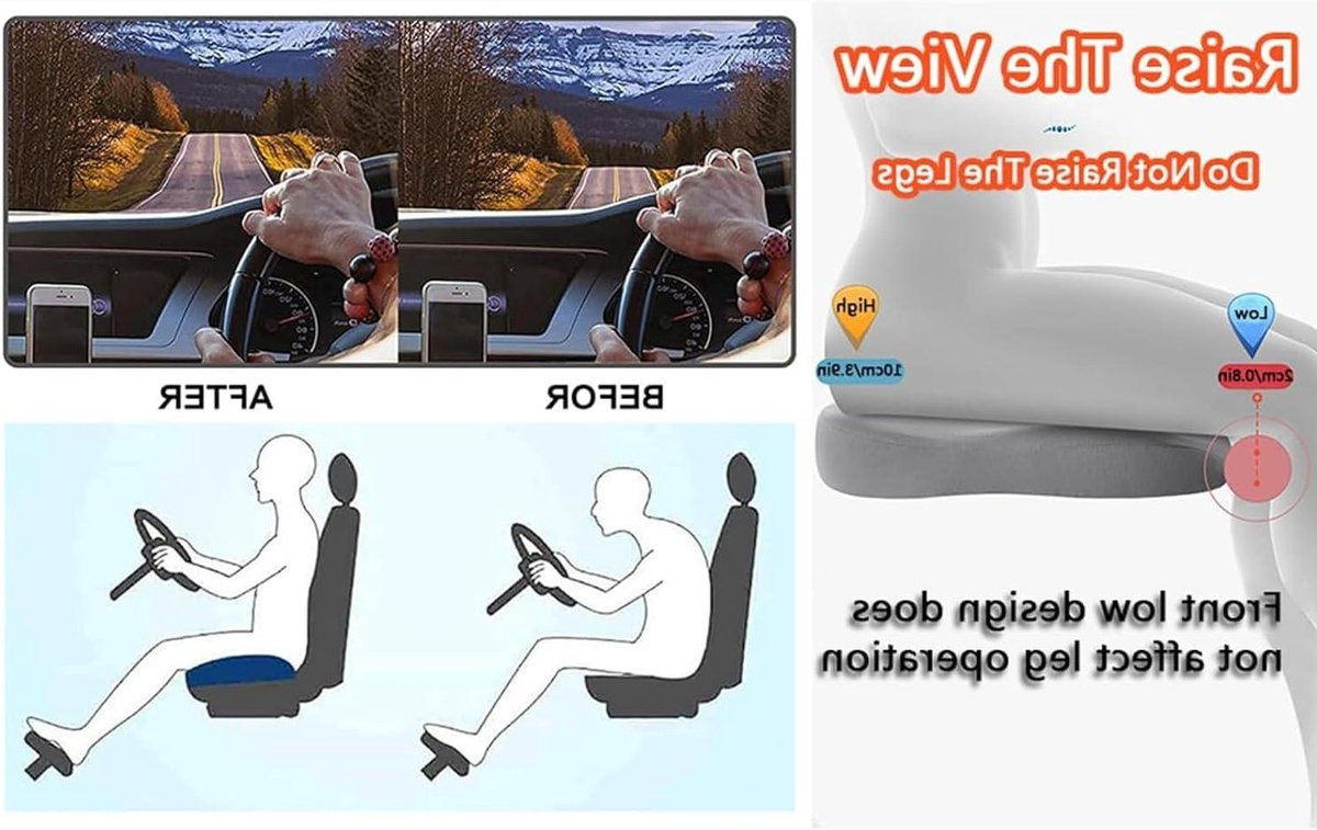 Comfortabel autozitkussen en stoelverhoger voor volwassenen - Roze