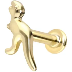 14 Karat Gold Labret mit Innengewinde DINOSAURIER