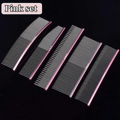 Inspired Living Pink Stainless Steel Pet Grooming Comb For Dogs And Cats pink Set