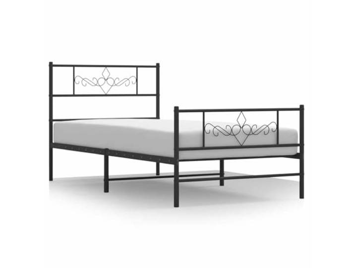 KKgypkn Pulverbeschichteter Stahl Bettrahmen mit Kopf- und Fußteil, Bettgestell Metall Schwarz 100x200 cm, inklusive Lattenrost und Mittelfüßen für Stabilität und zusätzlichen Stauraum