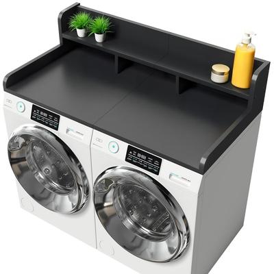 "2-Tier Washer Dryer Countertop, 54"" W x 27.5"" D Laundry Countertop for Folding Clothes, Dual Storage & Edge Guard"