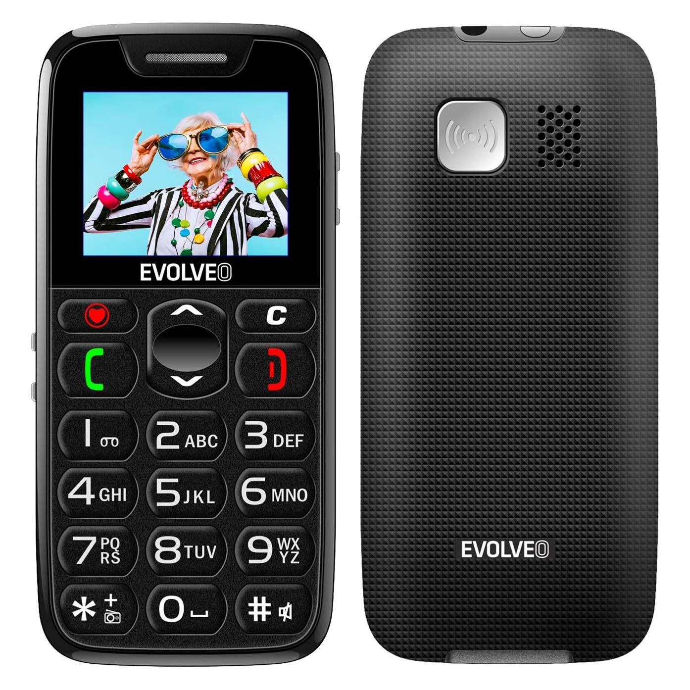 Evolveo EasyPhone, mobile phone for seniors with charging stand, black (1.80") (2055159658792)