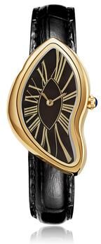 Fashion Sheath Alien Crash Melt Twist Y2K Watch Creative Irregular Unisex Wristwatch With Leather Strap black