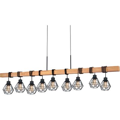 EGLO Pendelleuchte "TOWNSHEND 5", braun (braun, schwarz), 9, Leuchten, schwarz / L150 x H110 x B20 cm / aus Holz und Metall / Retro / Vintage, Pendelleuchte