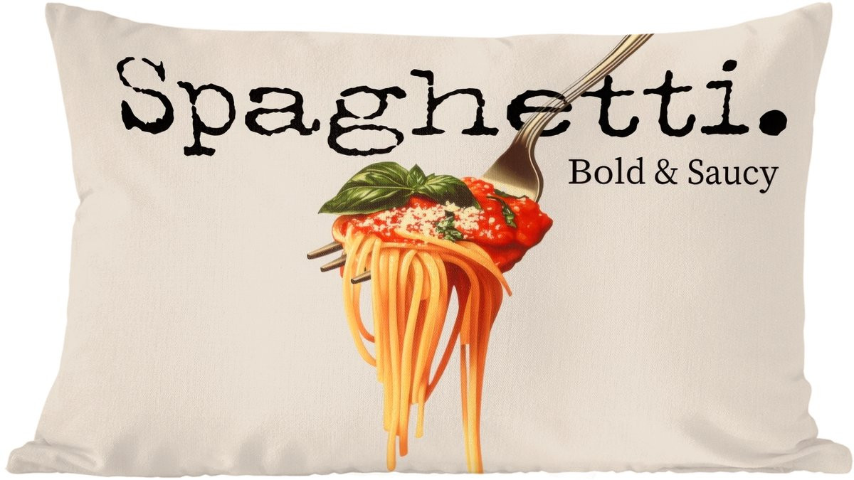 Sierkussen Spaghetti met Tomatensaus en Parmezaanse Kaas voor in de Woonkamer, 60 x 40 cm
