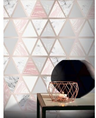 Arthouse Marble Geo Pink Multi Wallaper