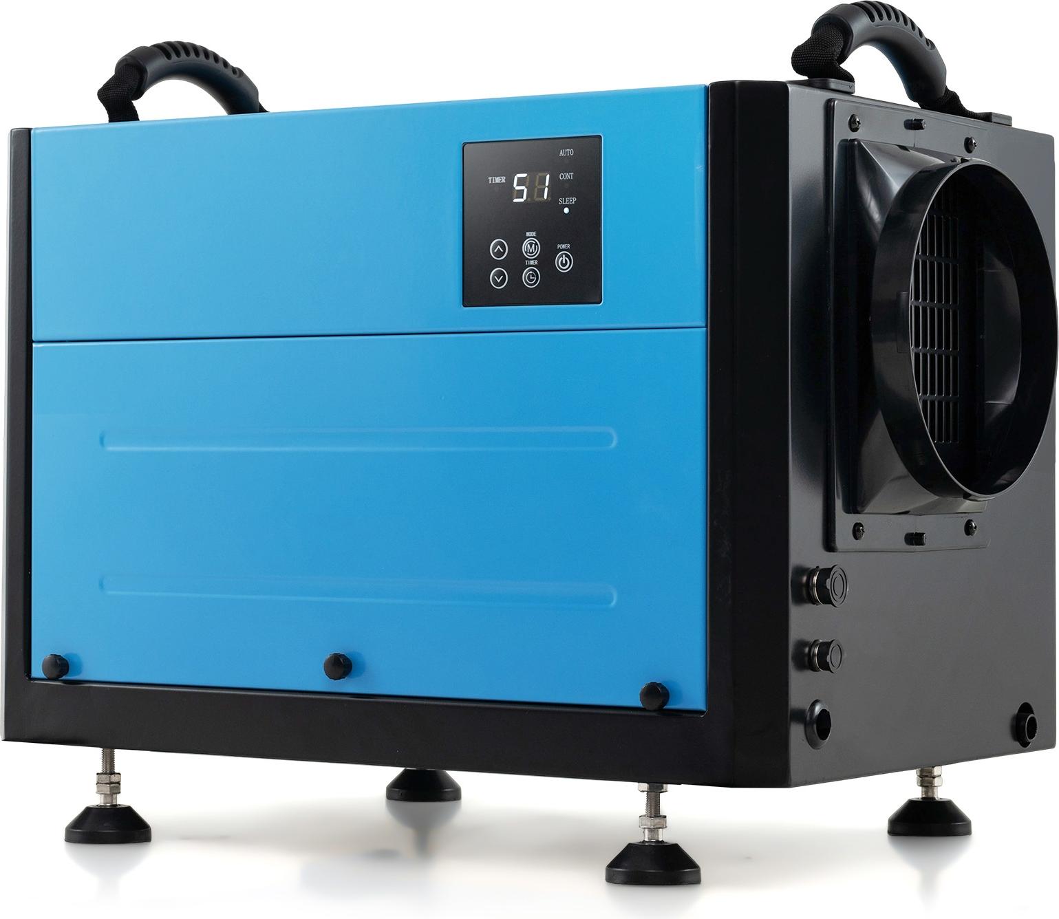Gewerblicher Entfeuchter, Elektrischer Entfeuchter mit 24H Timer und Schlafmodus, Automatisches Abtauen, Abflussschlauch, Tragbarer Entfeuchter